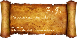 Patocskai Gergő névjegykártya
